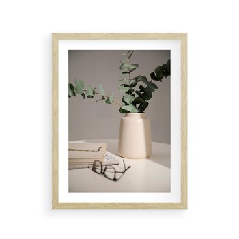 Plakat w ramie 30x40 - Eukaliptusowe liście w okularach - liście, eukaliptus - rama drewno