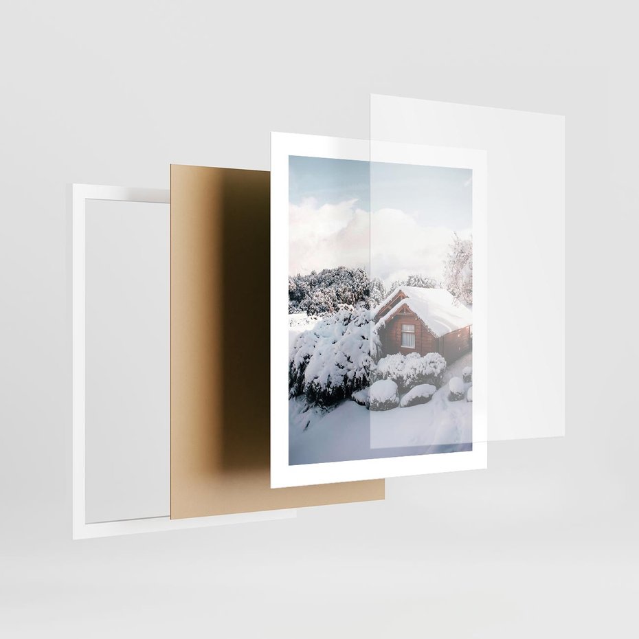 Plakat w ramie 40x50 - Zimowa Idylla w Górach - zima w górach, ośnieżone góry - rama biała