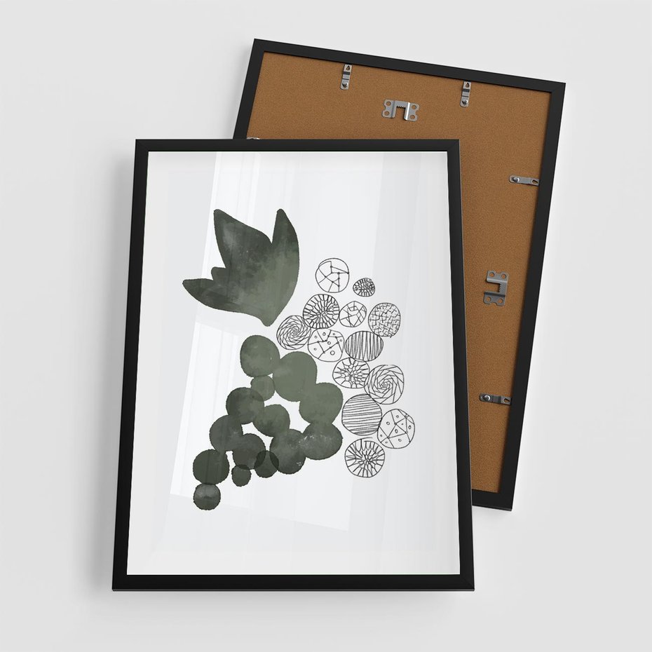 Plakat w ramie 50x70 - Grono Abstrakcji - minimalistyczny plakat, winogrona - rama czarna