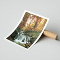 Plakat bez ramy 40x50 - Jesienny wodospad w lesie - wodospad, las