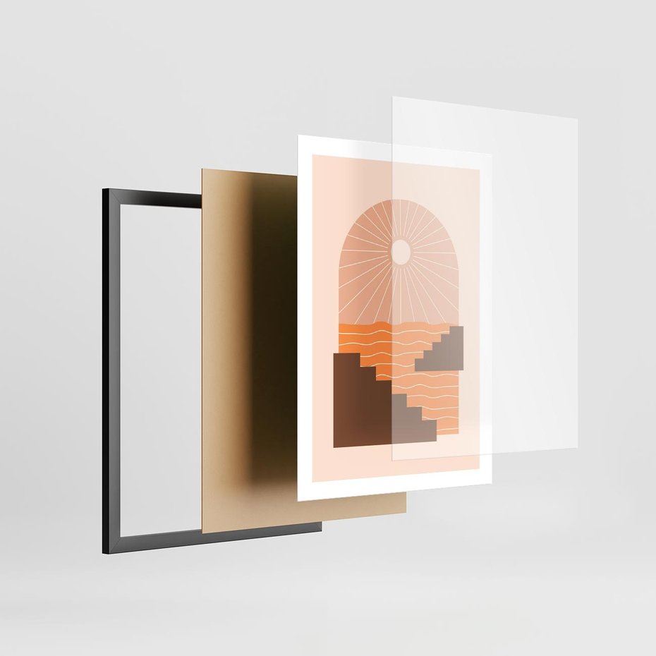 Plakat w ramie 50x70 - Słoneczne Inspiracje w Stylu Boho - boho grafika, słońce - rama czarna