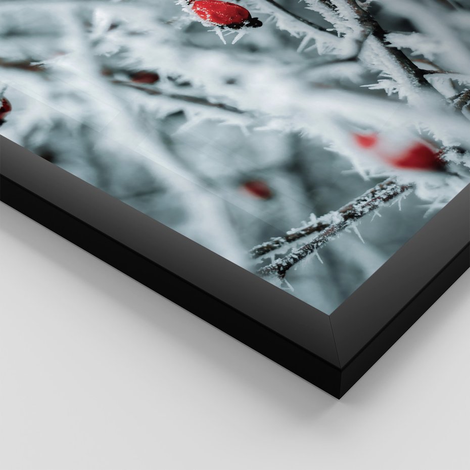 Zestaw obrazy w ramie 50x70 galeria - Zimowa, scenerai, domek, śnieg - rama czarna