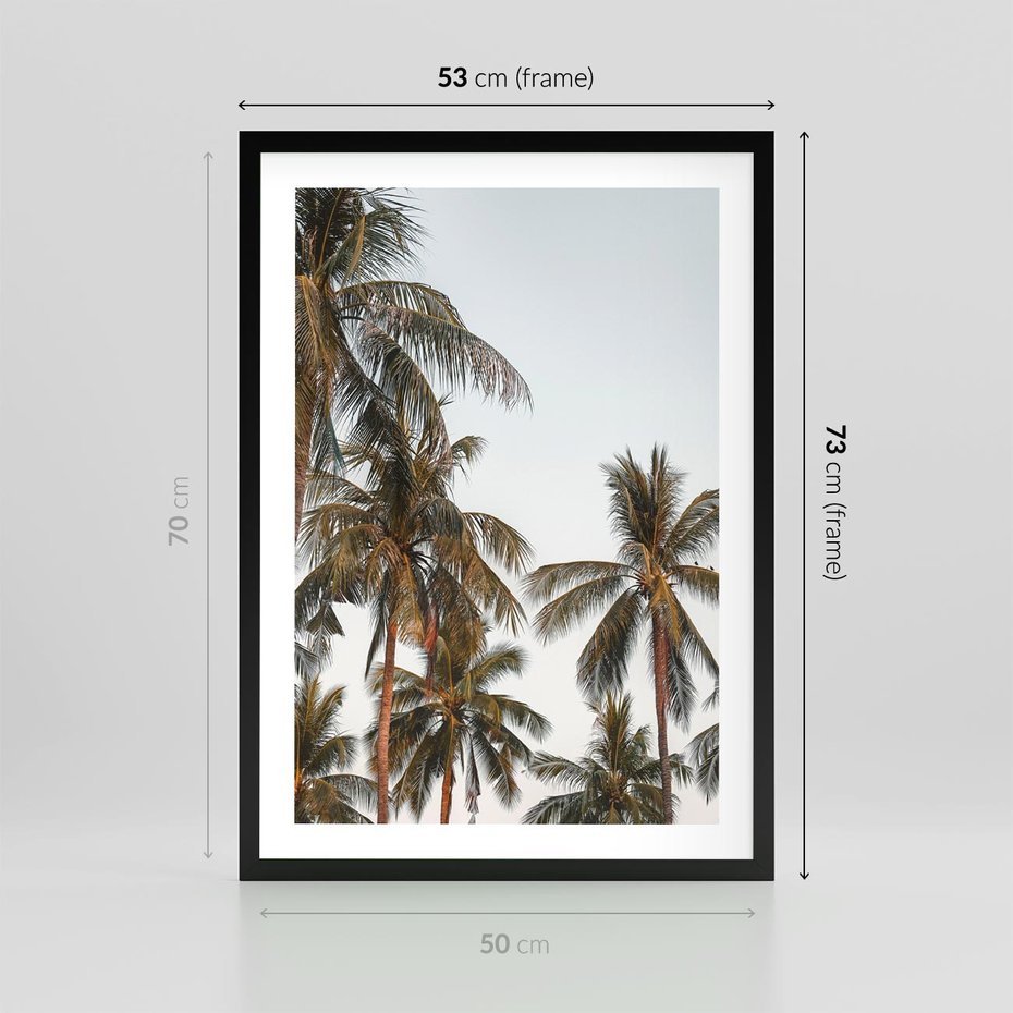 Plakat w ramie 50x70 - Palmy - tęsknota za Hawajami - palmy, Hawaje - rama czarna