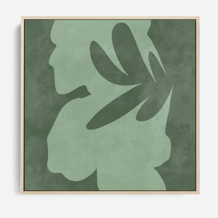 Obraz w ramie 50x50 - Kształty Zieleni - abstrakcyjny kształt, zielony plakat - rama drewno