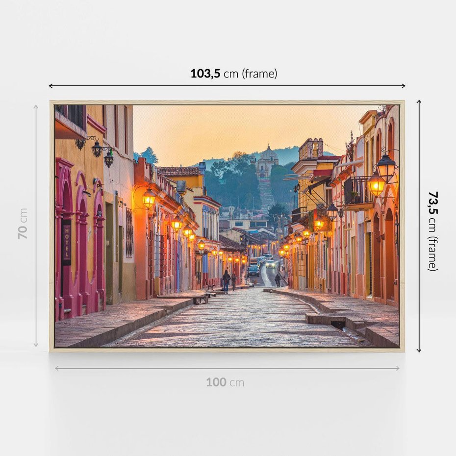 Obraz w ramie 100x70 - W stronę marzycielskich horyzontów - włoska uliczka, wieczór - rama drewno