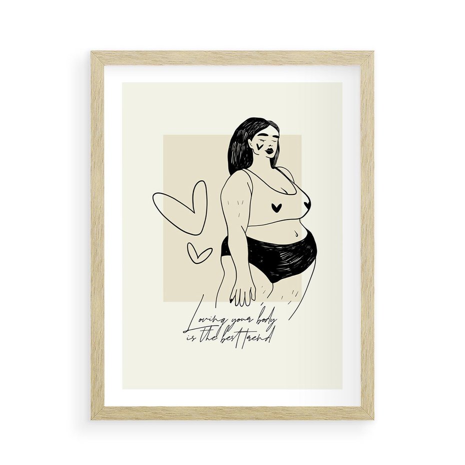 Plakat w ramie 50x70 - Moc to Ona - rysunek, sztuka nowoczesna - rama drewno