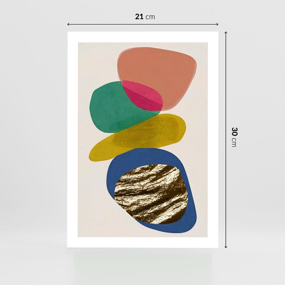 Plakat bez ramy 21x30 - Kolorowe Przenikanie Kształtów - abstrakcyjne formy, obraz olejny