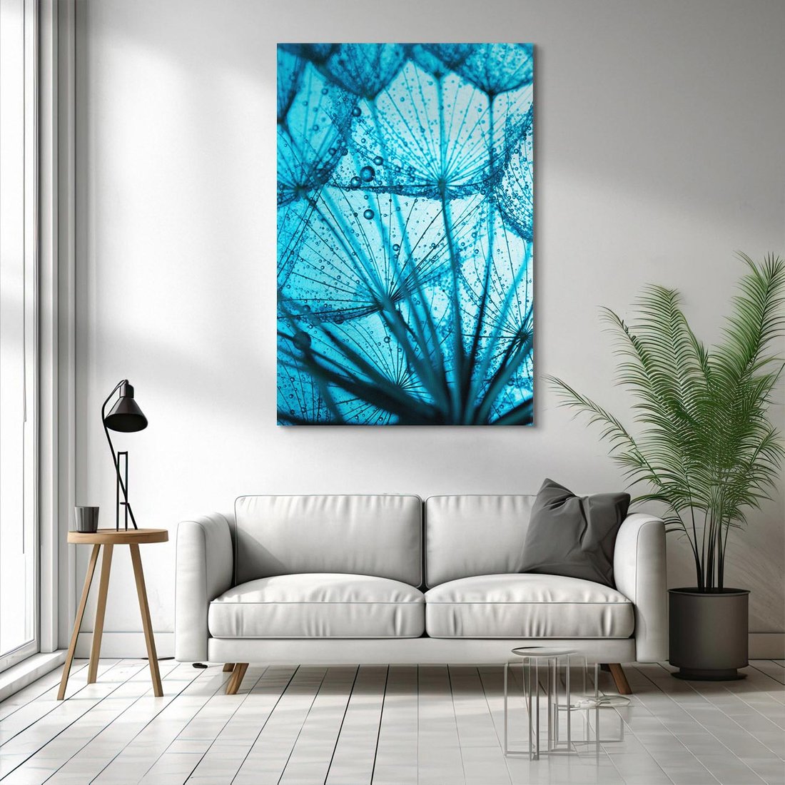 Obraz na płótnie 70x100 - Lekkość dmuchawca wśród kwiatów - dmuchawiec, kwiaty