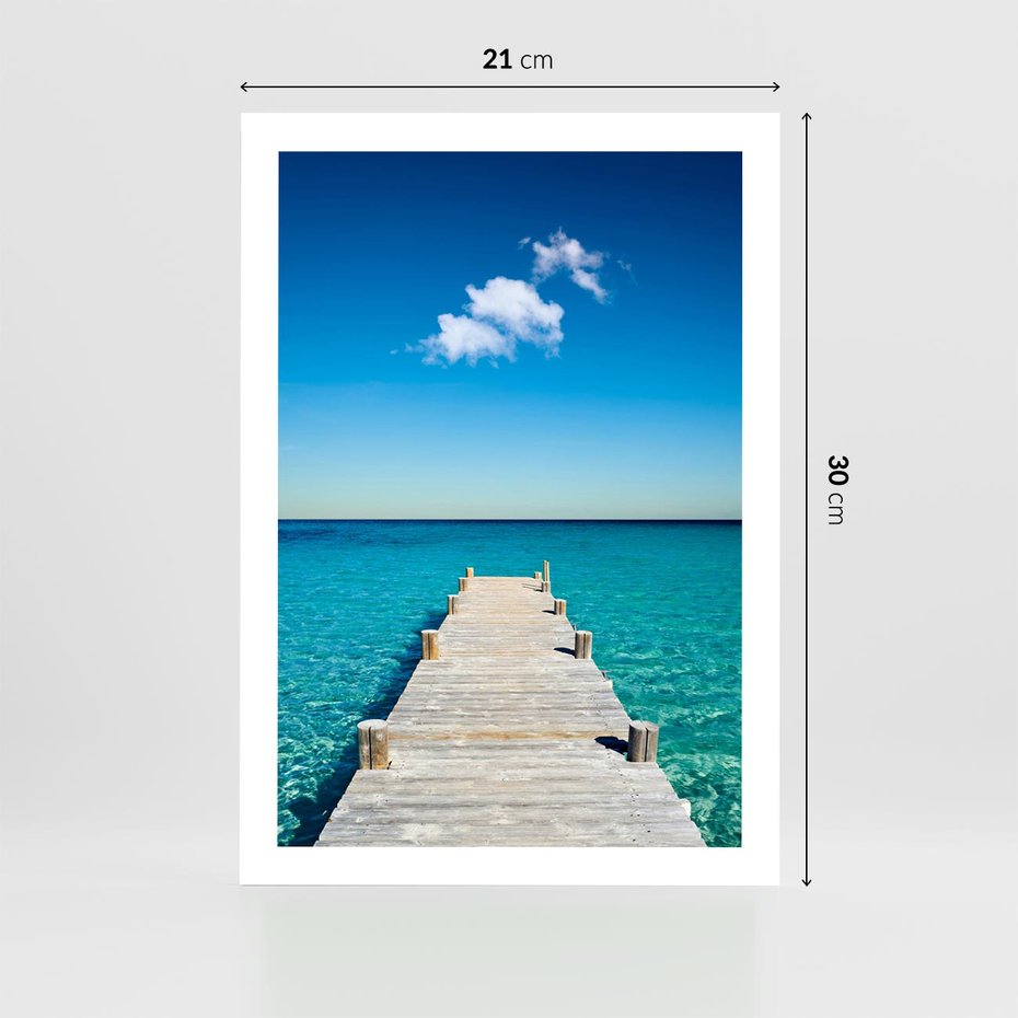 Plakat bez ramy 21x30 - Letnie Morskie Uczucie - morze, pomost