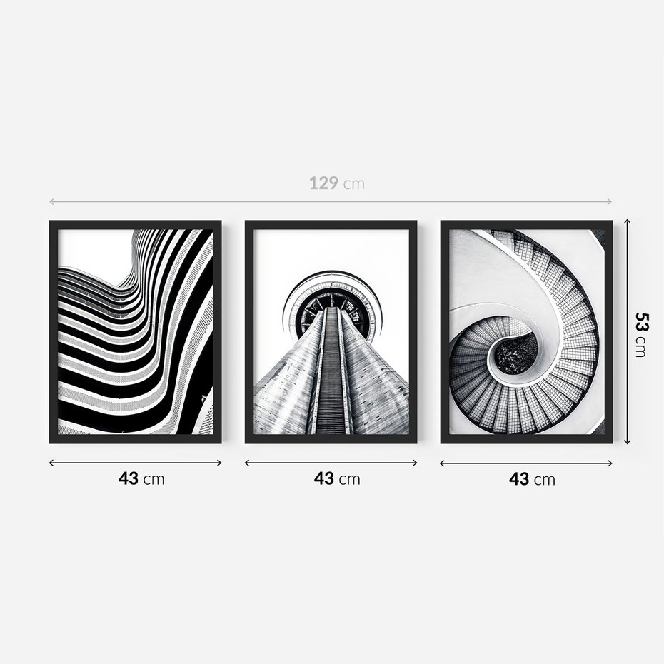 Zestaw obrazy w ramie 40x50 galeria - Sztuka, współczesna, architektura - rama czarna