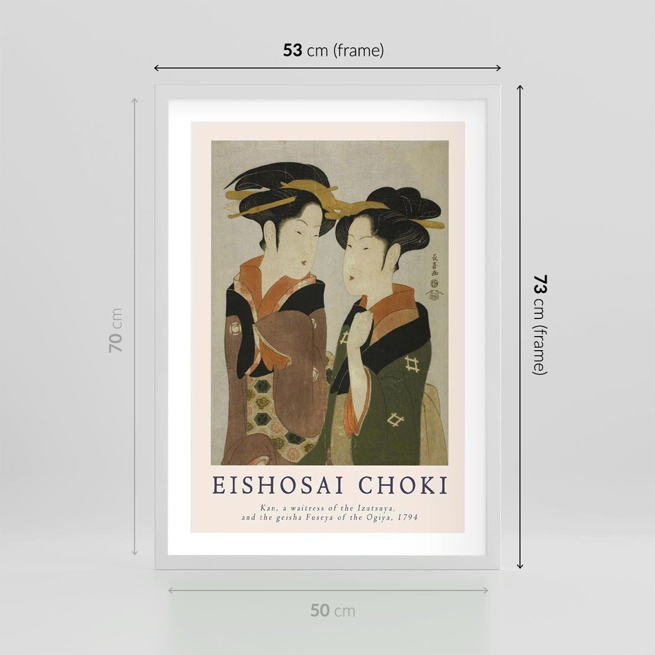 Plakat w ramie 50x70 - Reprodukcja Japońskiej Grafiki - eishosai choki, reprodukcja grafiki - rama biała