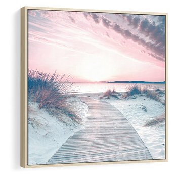 Obraz w ramie 80x80 - Magia Zachodu Słońca - fotografia, stonowane kolory - rama drewno