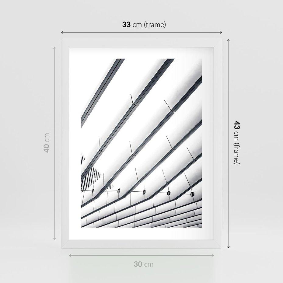 Plakat w ramie 30x40 - Czarno-Biała Fotografia Architektury - nowoczesna architektura, bialo czarny - rama biała