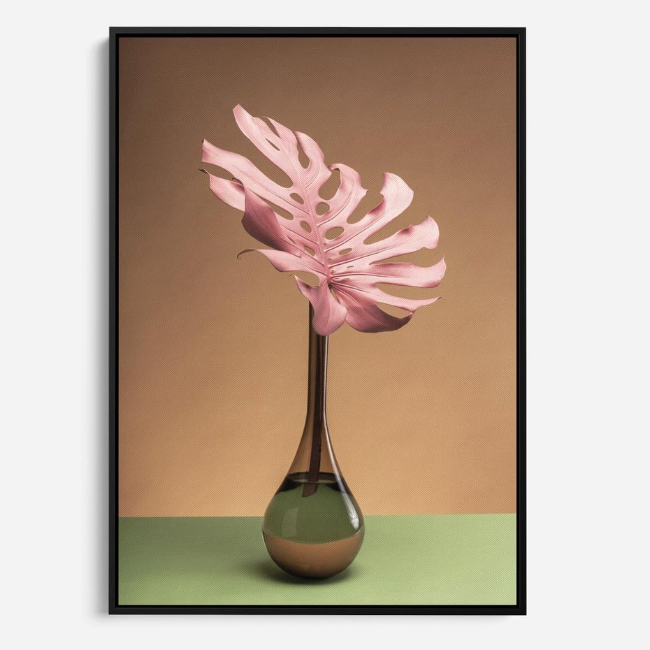 Obraz w ramie 70x100 - Wyjątkowy monstera - monstera, liść - rama czarna