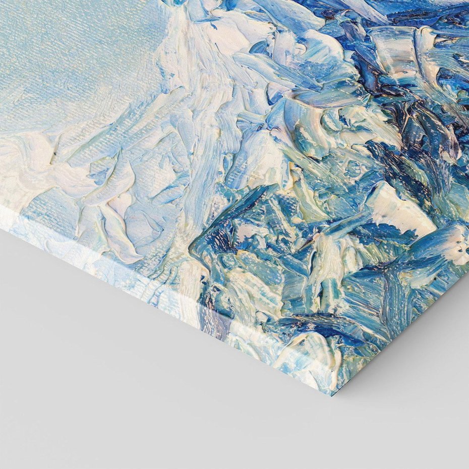 Obraz na płótnie 30x30 - Majestat Błękitnych Szczytów - olejny obraz, górski pejzaż