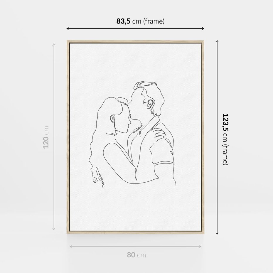Obraz w ramie 80x120 - Wewnętrzne Emocje - para zakochanych, kobieta i mężczyzna - rama drewno