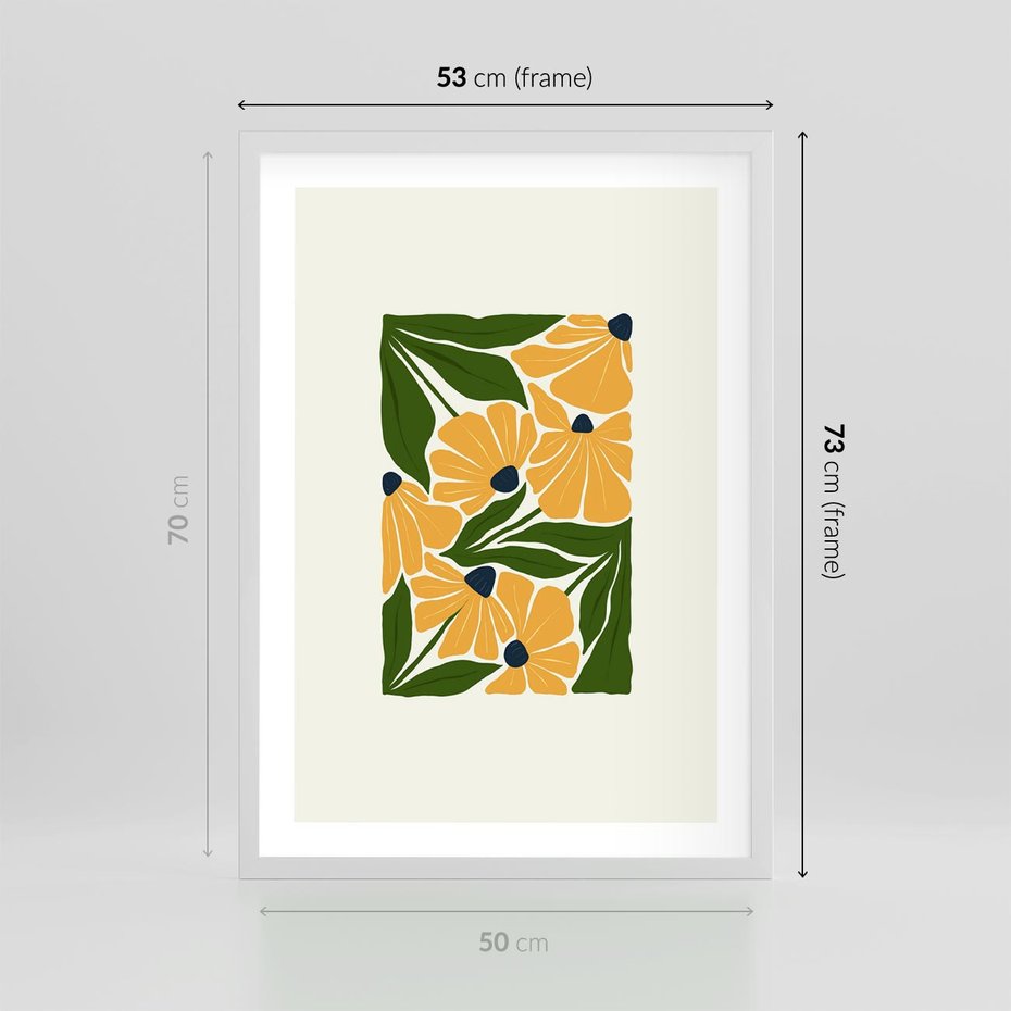 Plakat w ramie 50x70 - Abstrakcyjne Echa - kwiaty, rośliny - rama biała