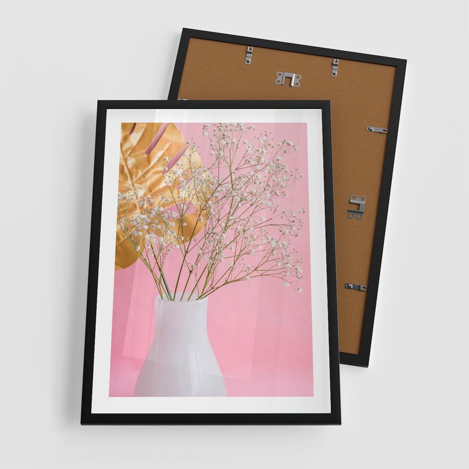 Plakat w ramie 50x70 - Przyjemność Złotej Natury - złote, liście - rama czarna