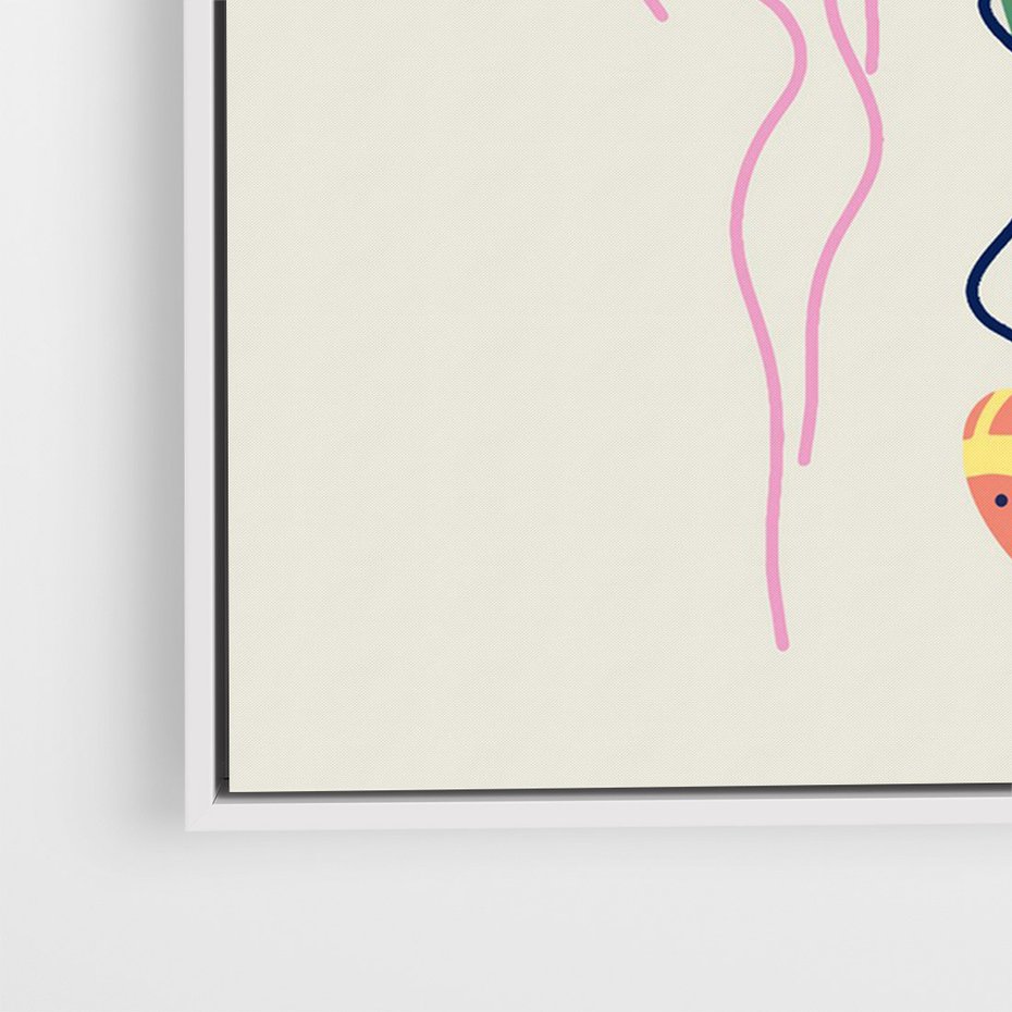 Obraz w ramie 80x120 - Morskie Pulsacje - nowoczesny optymistyczny plakat, kolorowe meduzy - rama biała