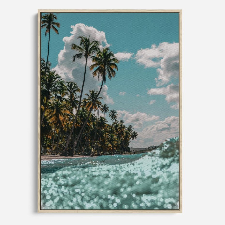 Obraz w ramie 50x70 - Rajskie Wakacje - plaża, palmy - rama drewno