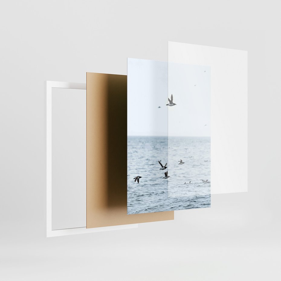 Zestaw obrazy w ramie 50x70 galeria - Morze, łodzie, ptaki, nostalgia - rama biała