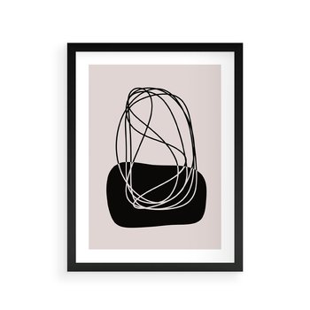 Plakat w ramie 30x40 - Linie Eksploracji - abstrakcyjne szkicowane linie, minimalizm - rama czarna