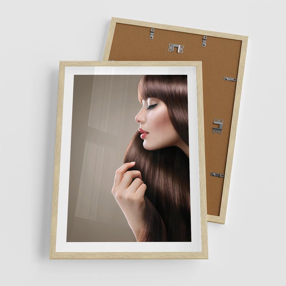 Plakat w ramie 50x70 - Piękno fryzury - włosy, fryzura - rama drewno