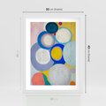 Plakat w ramie 30x40 - Rozkwitająca Symfonia Serca - abstrakcyjne geometryczne kształty, olejny obraz - rama biała