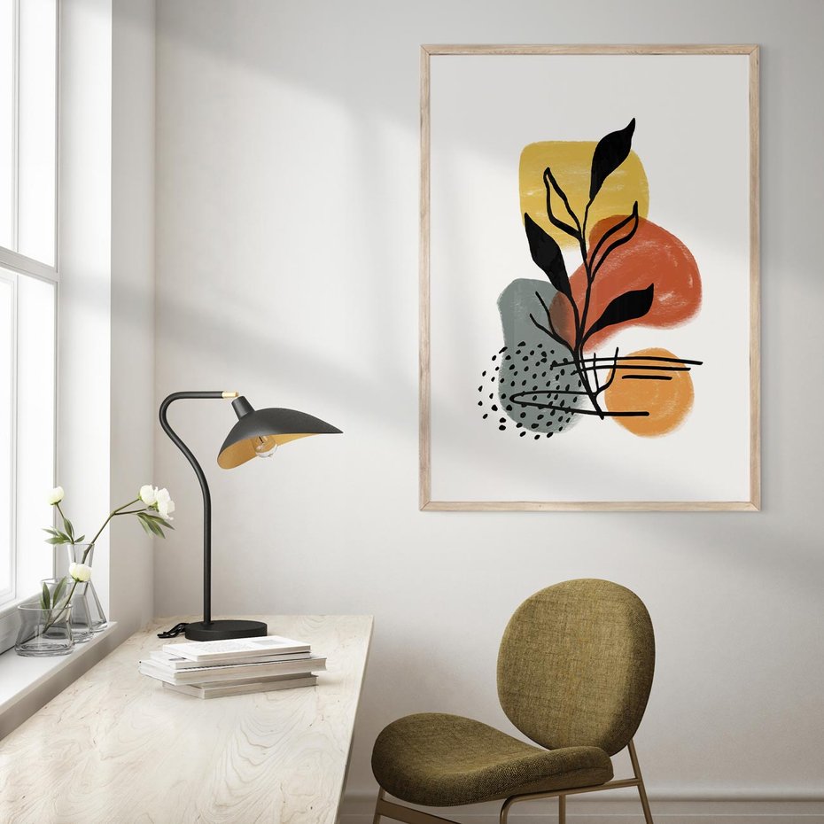 Plakat w ramie 30x40 - Energetyczne Refleksje - abstrakcja, sztuka nowoczesna - rama drewno