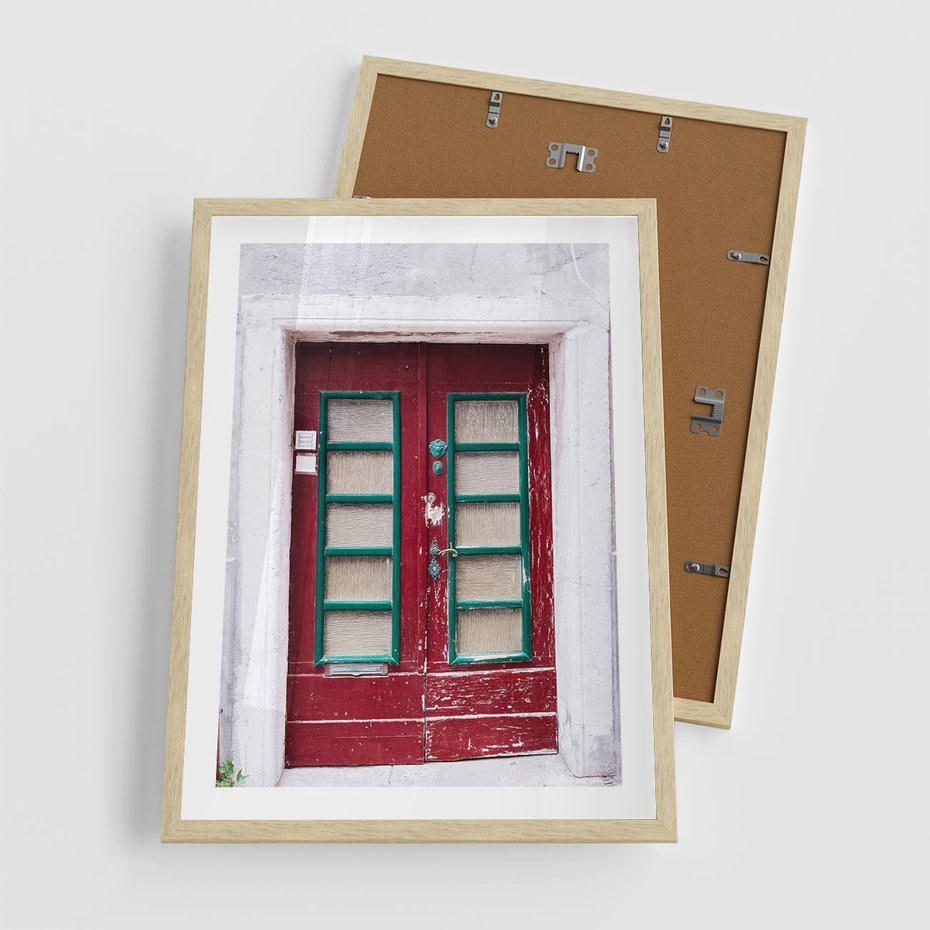 Plakat w ramie 50x70 - Retro Przez Drzwi - drzwi, retro - rama drewno