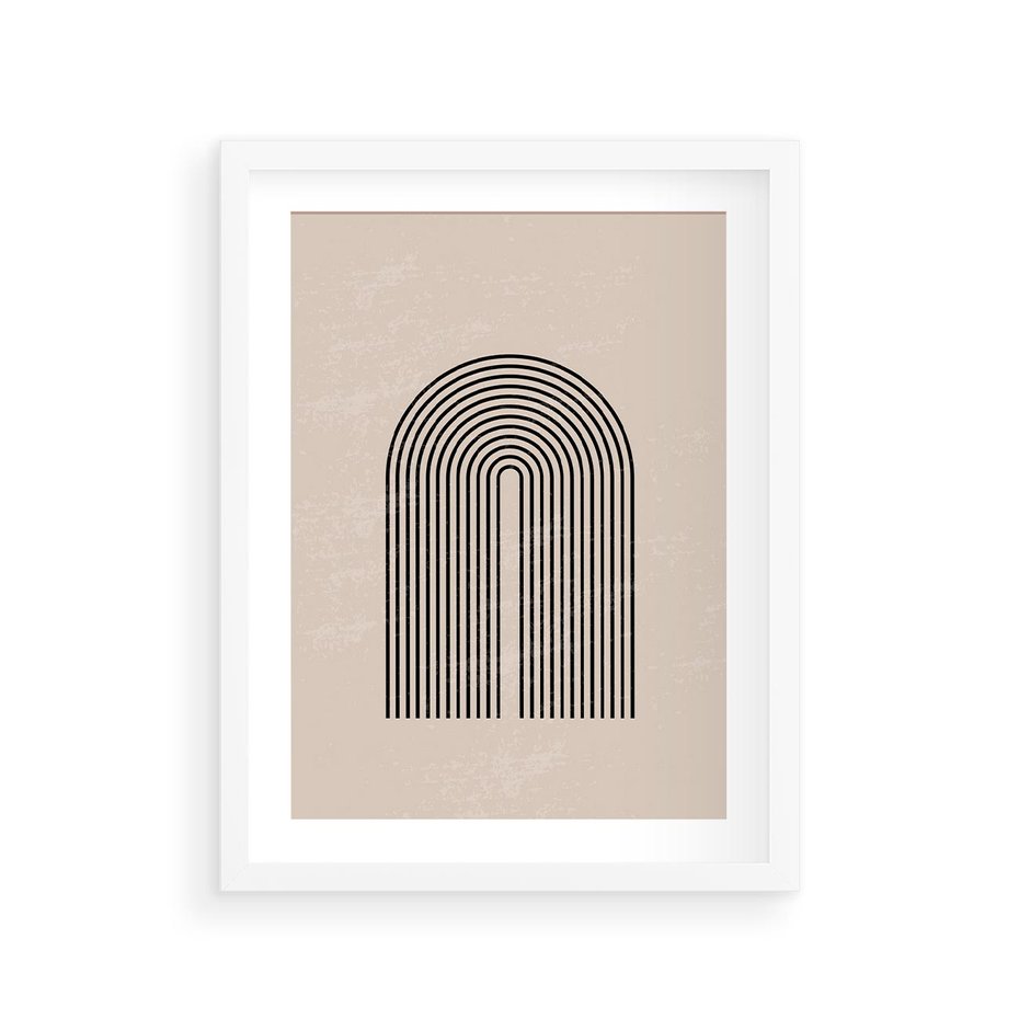 Plakat w ramie 30x40 - Migocące Echa - abstrakcyjne linie, geometria - rama biała