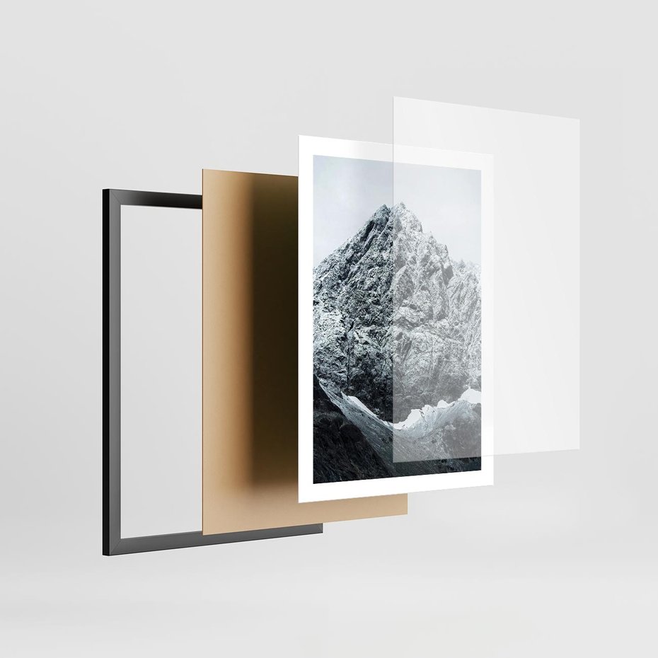 Plakat w ramie 50x70 - Surowość Gór - śnieg, zima w górach - rama czarna