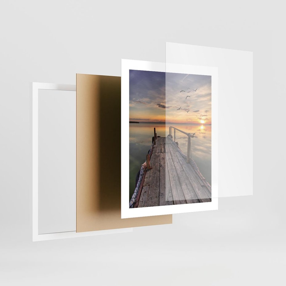 Plakat w ramie 40x50 - Zachód Słońca na Pomostcie - zachód, słońca - rama biała