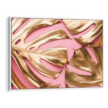 Obraz w ramie 120x80 - Przyjemność w Naturze - złote, liście - rama biała