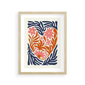 Plakat w ramie 50x70 - Kwiatami Splecione - kwiaty, nowoczesny plakat - rama drewno