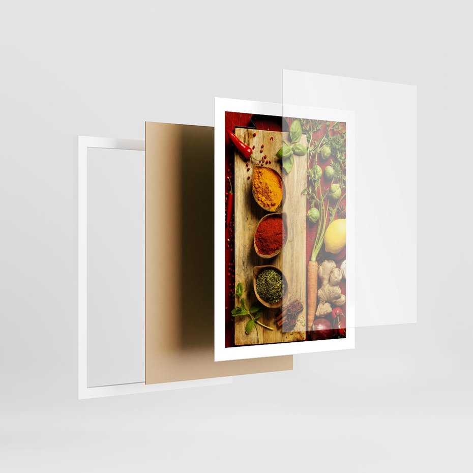 Plakat w ramie 50x70 - Smakowy Zmysł - przyprawy, kuchnia - rama biała