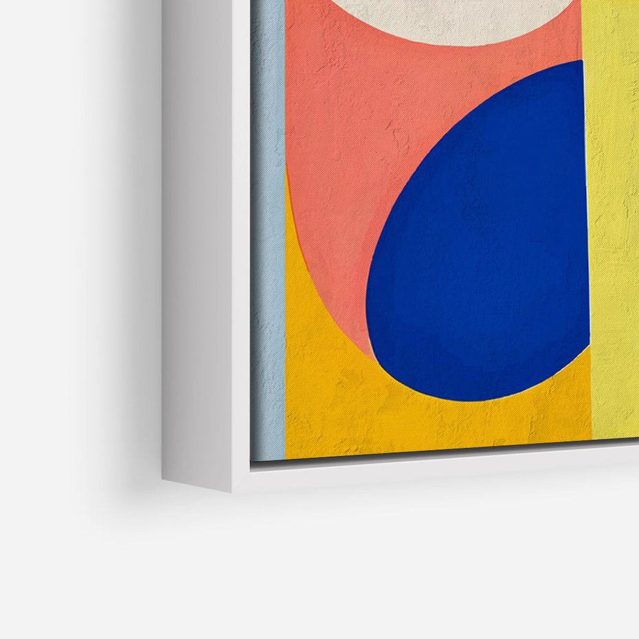 Obraz w ramie 80x120 - Harmonia Kolorowych Impulsów - abstrakcyjne geometryczne kształty, olejny obraz - rama biała