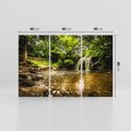 Obraz na płótnie 120x80 - Magia wodospadu w lesie - wodospad, las