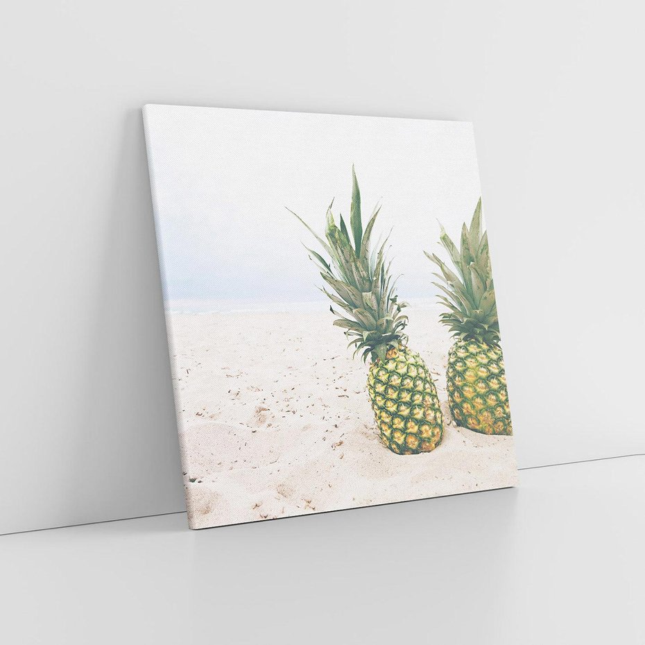Obraz na płótnie 80x80 - Ananasy Plażowy Raj - ananasy, plaża