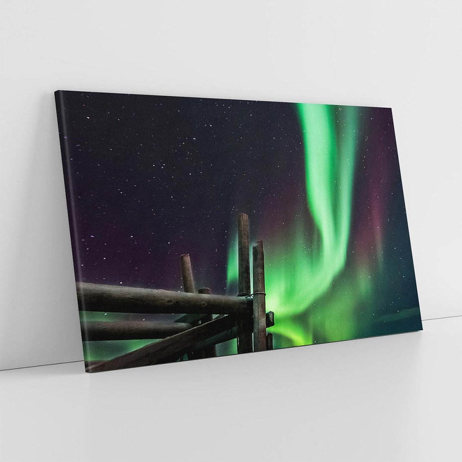 Obraz na płótnie 100x70 - Zorza polarna w tajemniczej nocnej przestrzeni - zorza, polarna