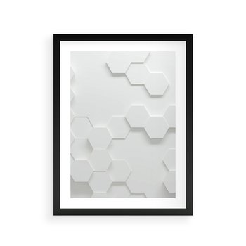 Plakat w ramie 40x50 - Przestrzenne Zabawy - geometryczne, 3D - rama czarna