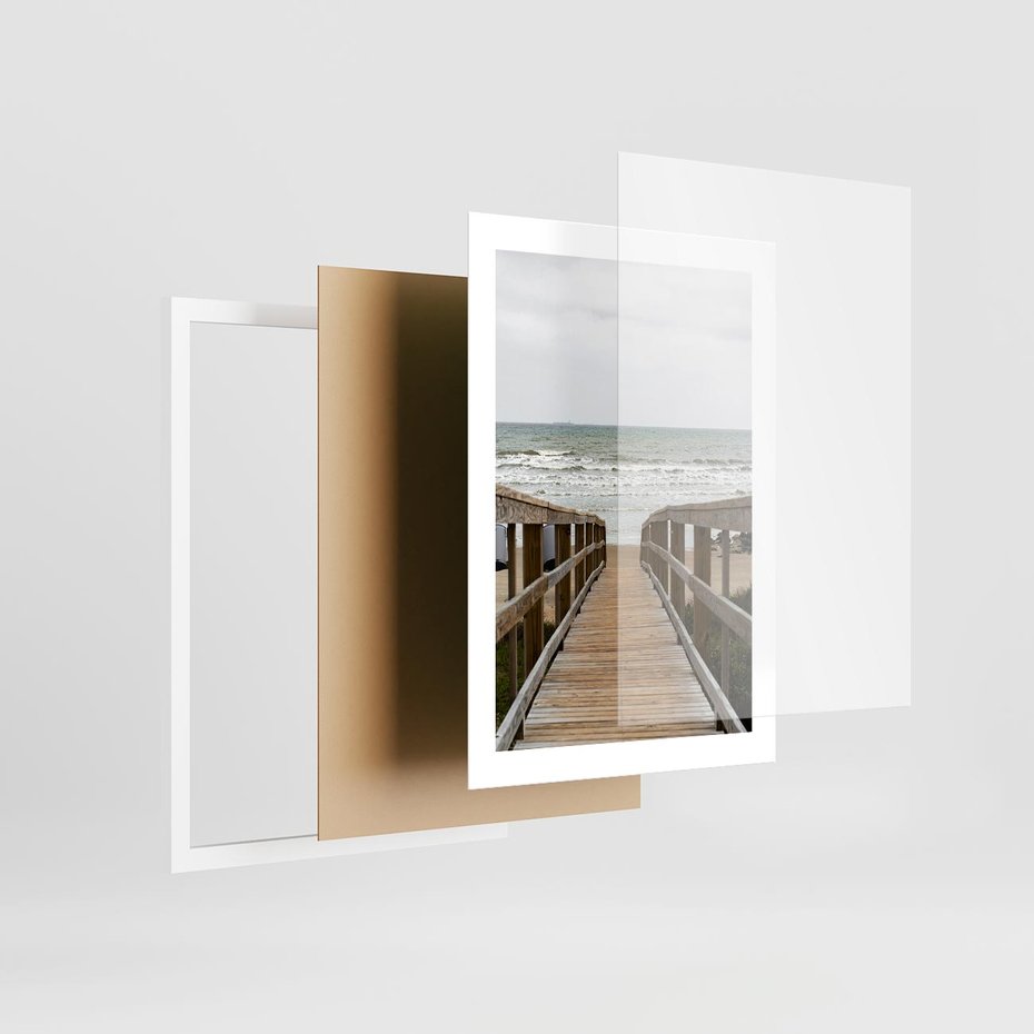 Plakat w ramie 30x40 - Morze i drewniany pomost - morze, pomost - rama biała