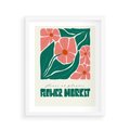 Plakat w ramie 40x50 - Retro Inspiracja - minimalistyczna kwiatowa kompozycja, pastelowe kolory - rama biała