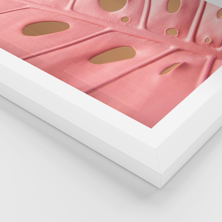 Plakat w ramie 30x40 - Różowa monstera w pełnym rozkwicie - różowa, monstera - rama biała