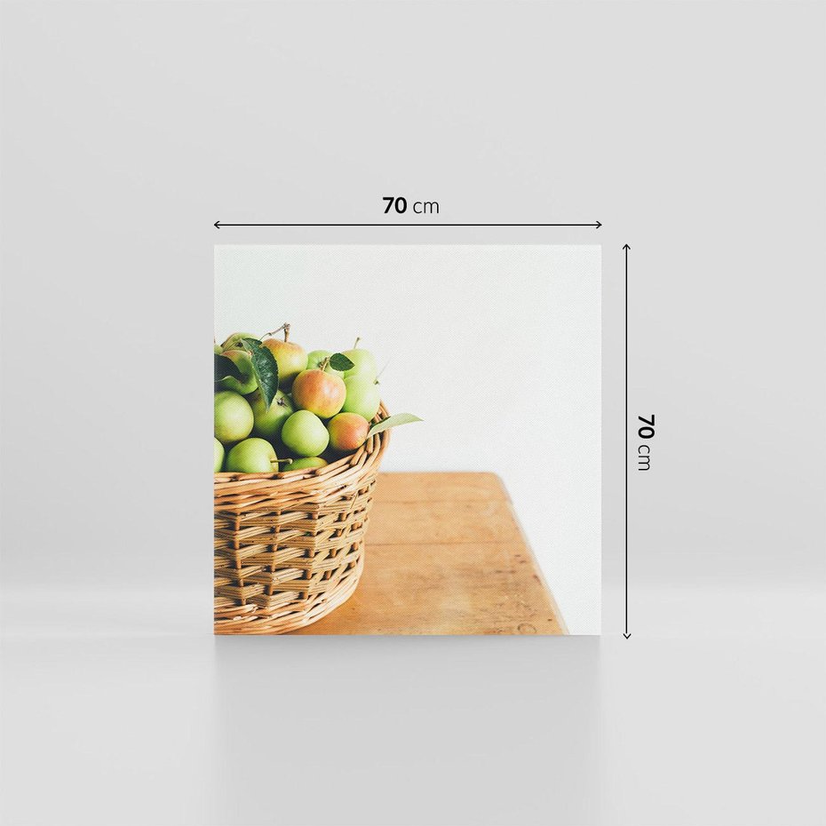 Obraz na płótnie 70x70 - Koszyk Jabłek - Świeżo Zbierane - koszyk, jabłka