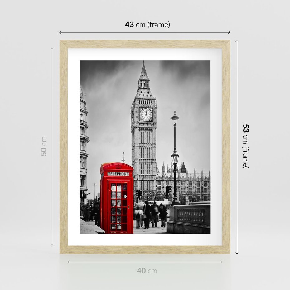 Plakat w ramie 40x50 - Ikoniczny Big Ben w Londynie - Big Ben, Londyn - rama drewno