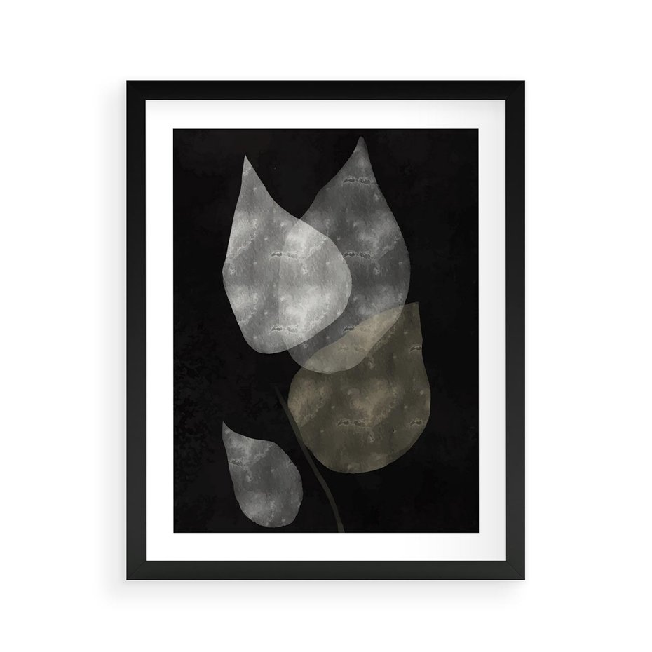 Plakat w ramie 40x50 - Mroczne Złudzenia - abstrakcyjne liście, mroczna atmosfera - rama czarna