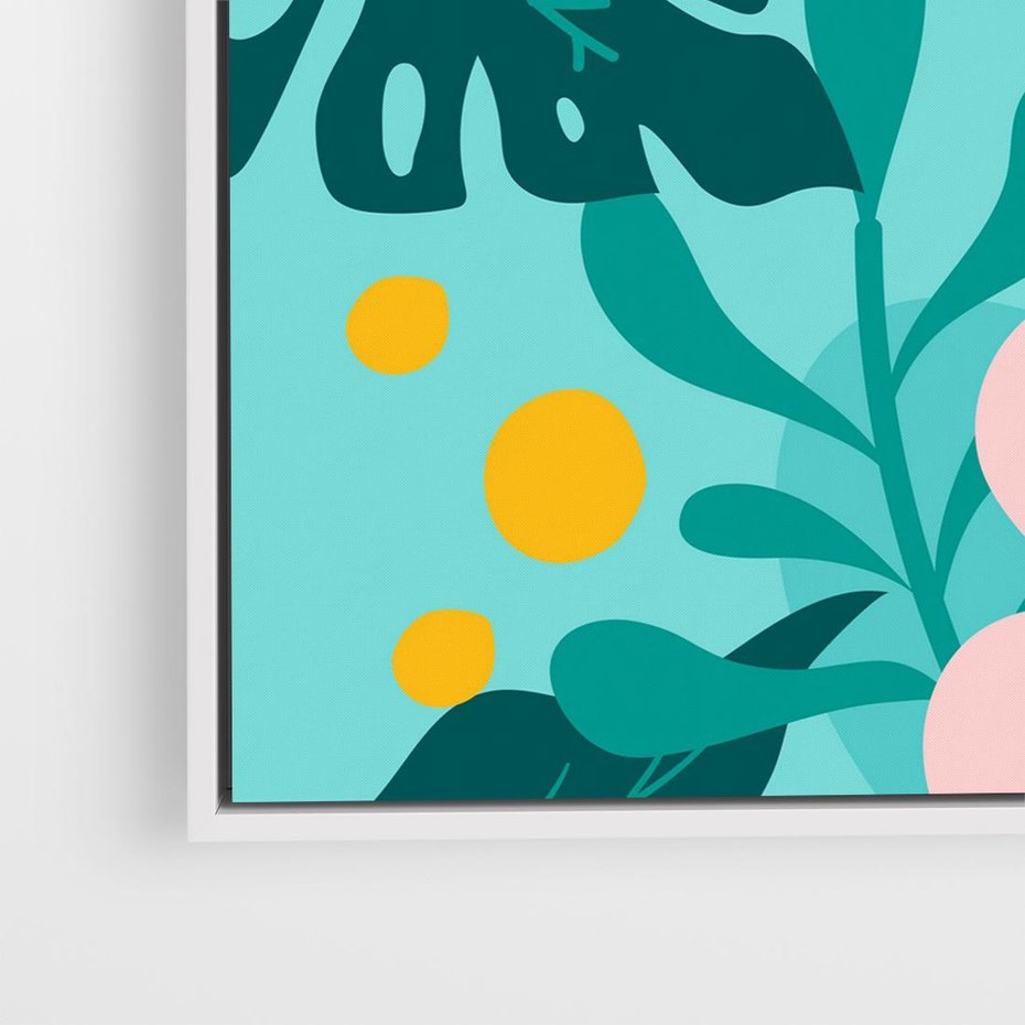 Obraz w ramie 80x80 - Kwiatowy Impuls - pastelowa kompozycja, kwiaty - rama biała