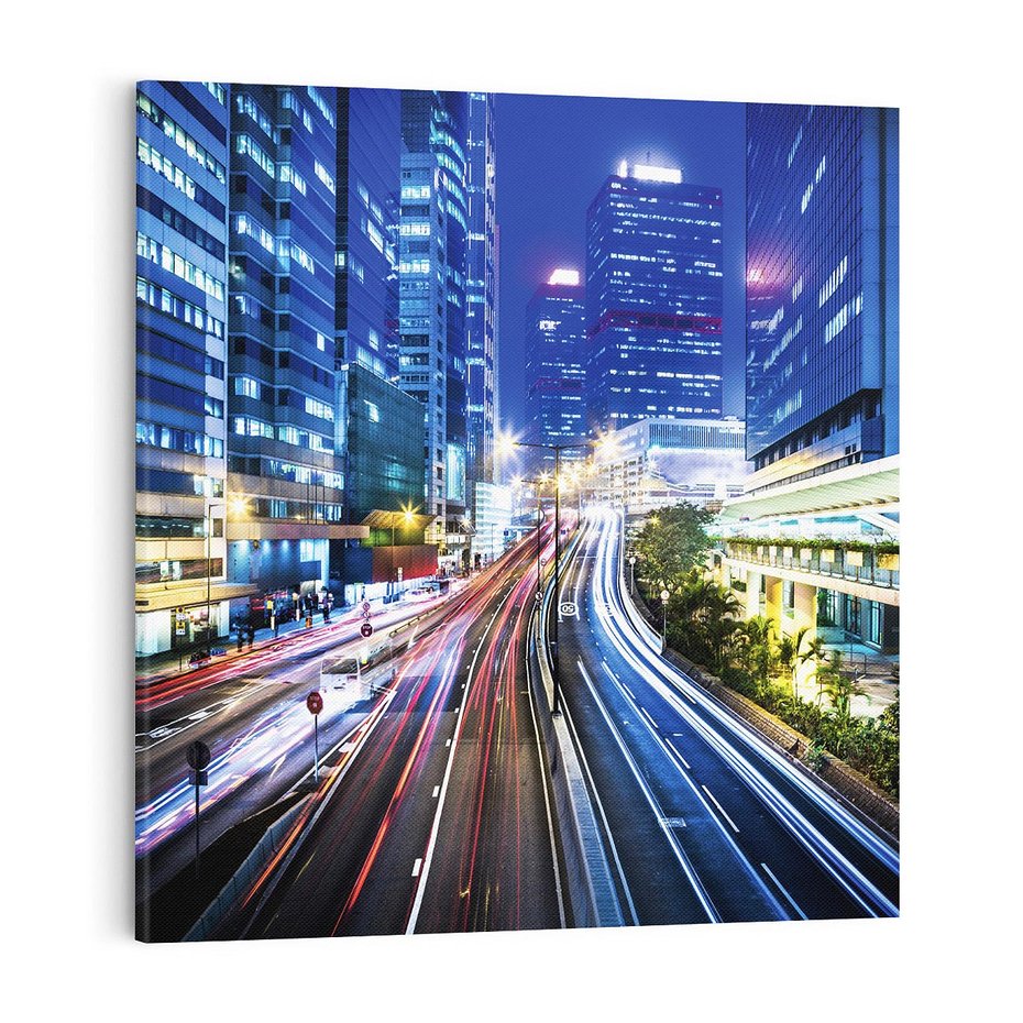 Obraz na płótnie 70x70 - Nocne Światła Miasta - noc, miasto