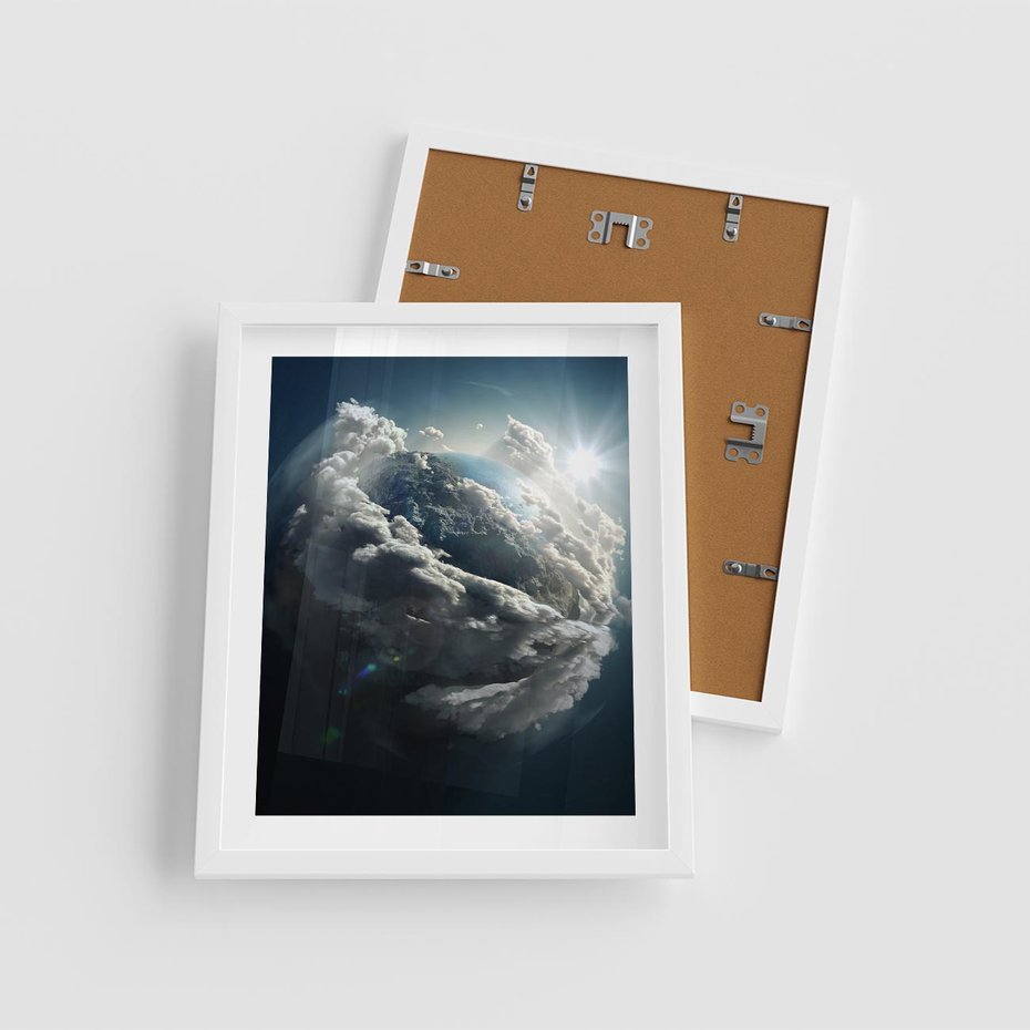 Plakat w ramie 40x50 - Chmurowa aura nad horyzontem - atmosfera, chmury - rama biała